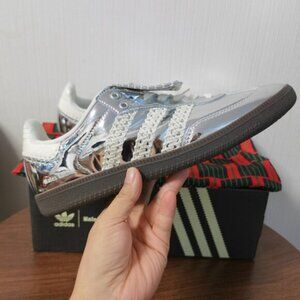 adidas Silver and Cream Athletic Sneakers